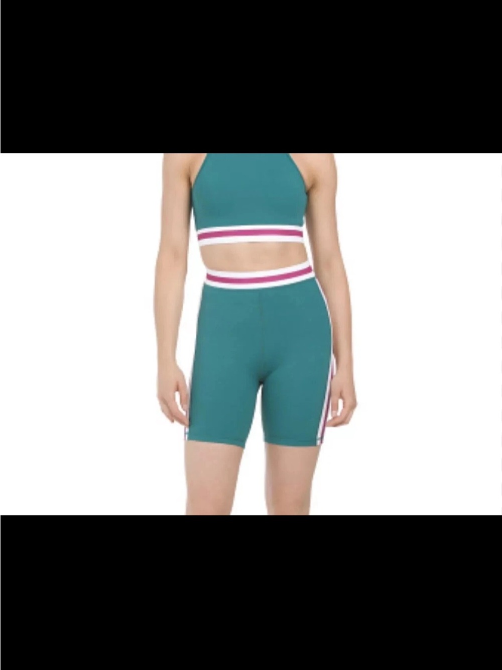 NWOT $54 Wilo The Label Bike Shorts  Green/Pink Biker Colorblock Yoga small